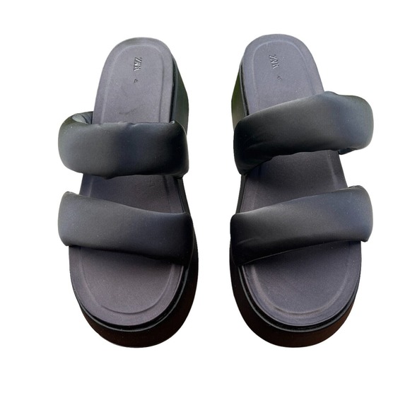 Unique Zara Chunky Black Clog Open Toe Sandal EUR 41 US 10 MSRP $75 - Picture 2 of 15